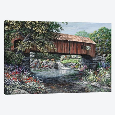 Covered Bridge Canvas Print #CMF9} by Campbell Frost Canvas Wall Art