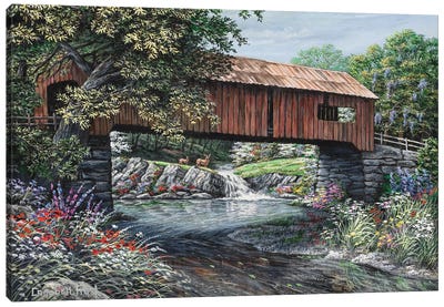 Covered Bridge Canvas Art Print - Campbell Frost