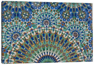 Close-Up Of A Decorative Mosaic I, Hassan II Mosque, Casablanca, Morocco Canvas Art Print - Mediterranean Décor