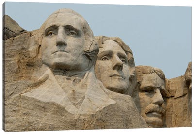Washington, Jefferson And Roosevelt In Zoom, Mount Rushmore National Memorial, Pennington County, South Dakota, USA Canvas Art Print - Famous Monuments & Sculptures