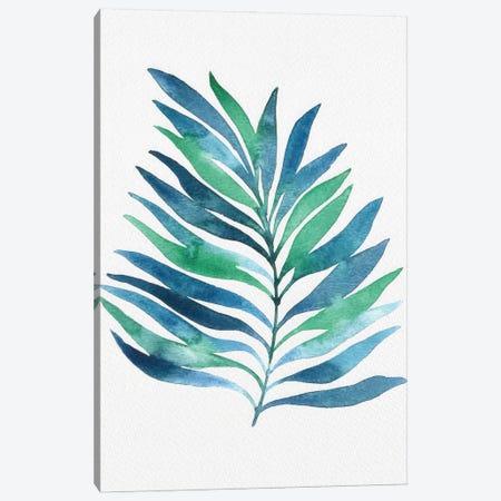 Blue and Green Watercolor Leaves I Canvas Print #CMJ2} by Camila Juncos Canvas Artwork