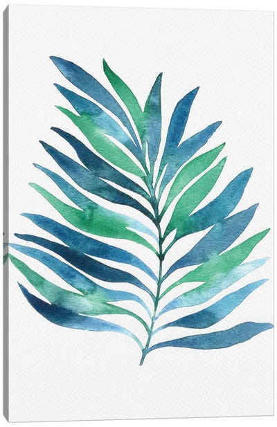 Blue and Green Watercolor Leaves I Canvas Art Print