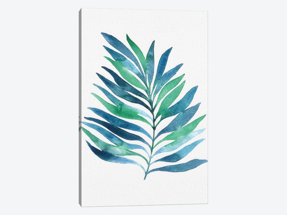 Blue and Green Watercolor Leaves I by Camila Juncos 1-piece Canvas Wall Art