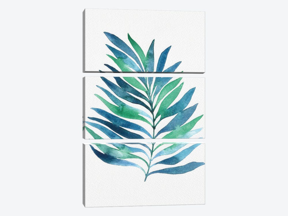 Blue and Green Watercolor Leaves I by Camila Juncos 3-piece Canvas Art