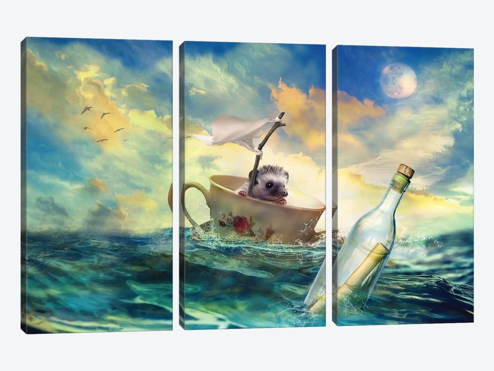 Message In A Bottle by Claudia McKinney 3-piece Canvas Wall Art