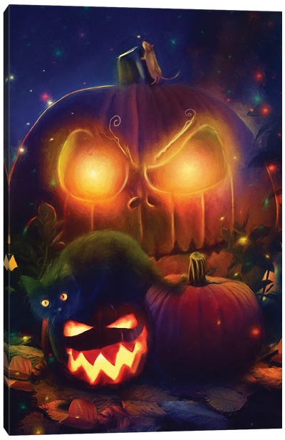Happy Halloween Canvas Art Print - Pumpkins