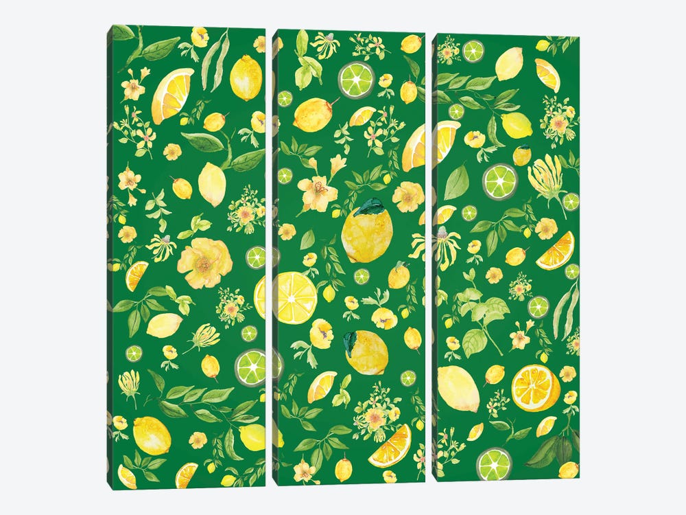 In Love With Lemons by Claudia McKinney 3-piece Canvas Print