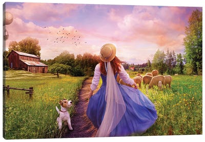 Sunset On The Farm Canvas Art Print - Claudia McKinney