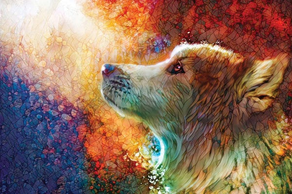 Dogs: Stained Glass Rainbow Bridge by Claudia McKinney