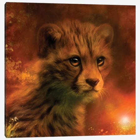 Baby Cheetah Canvas Print #CMK176} by Claudia McKinney Canvas Wall Art