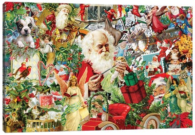 I Love Christmas Canvas Art Print - Santa Claus Art