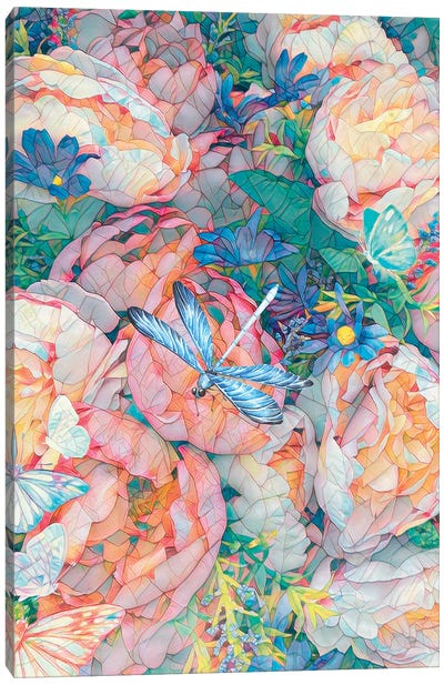 Dragonfly Garden Canvas Art Print - Tranquil Gardens