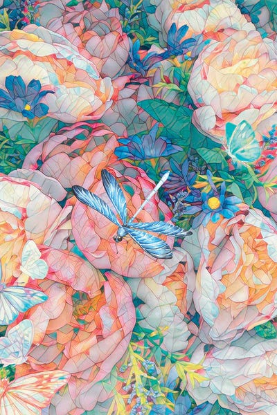 Peonies: Dragonfly Garden by Claudia McKinney