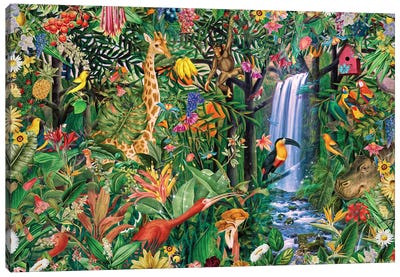Magical Jungle Canvas Art Print - Giraffe Art
