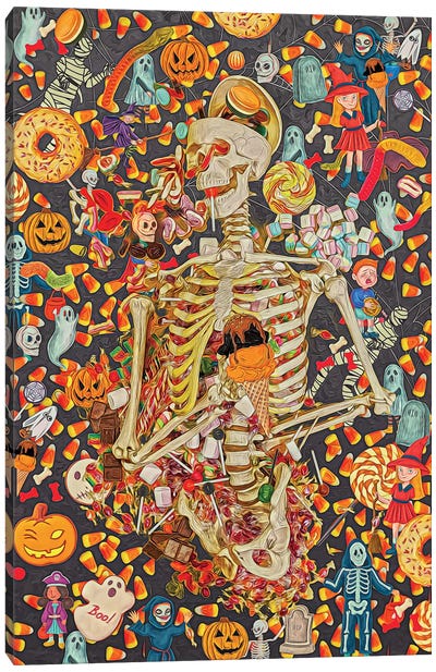 Sweet And Scary Skeletons Canvas Art Print - Claudia McKinney