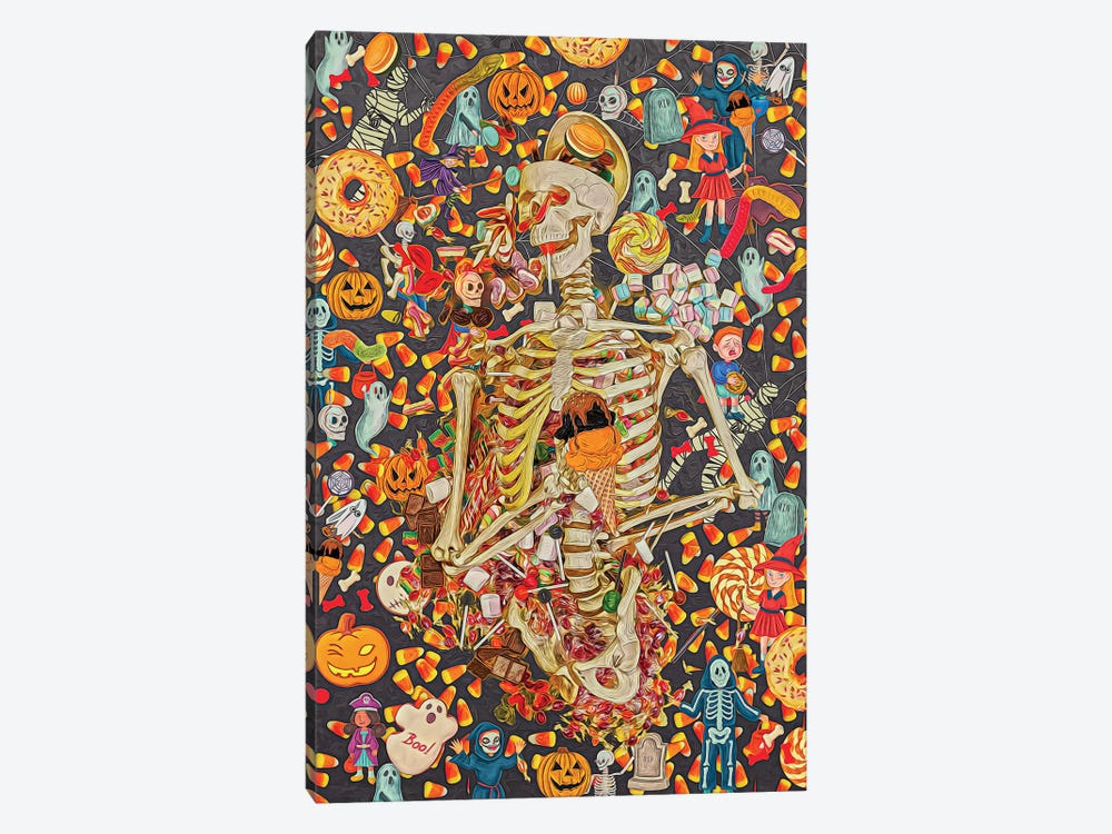 Sweet And Scary Skeletons by Claudia McKinney 1-piece Canvas Artwork