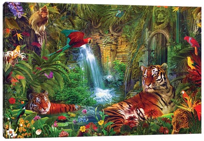 Summer Safari Canvas Art Print - Tiger Art