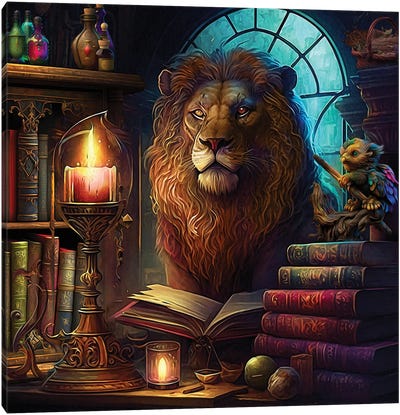 Lion Librarian Canvas Art Print - Claudia McKinney