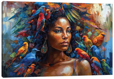 Color Canvas Art Print - Parrot Art