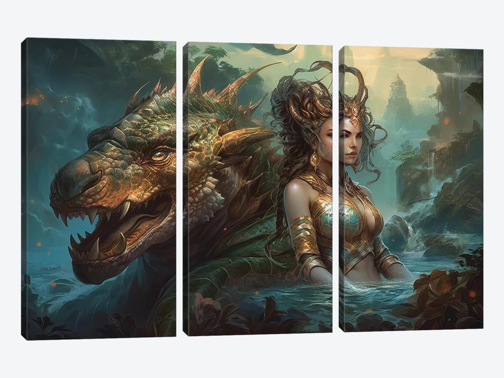 Dragon Queen by Claudia McKinney 3-piece Canvas Wall Art