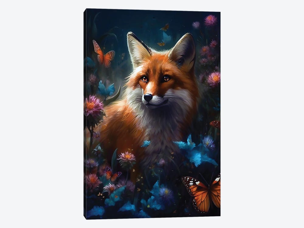 Fox In Flowers by Claudia McKinney 1-piece Canvas Art