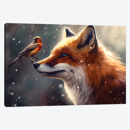 Winter Fox Canvas Print #CMK242} by Claudia McKinney Canvas Art Print