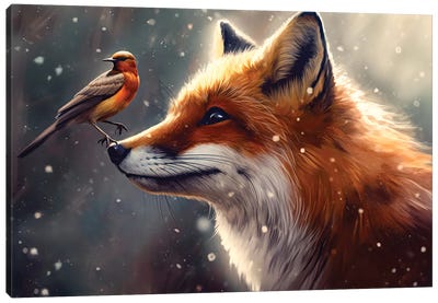 Winter Fox Canvas Art Print - Claudia McKinney