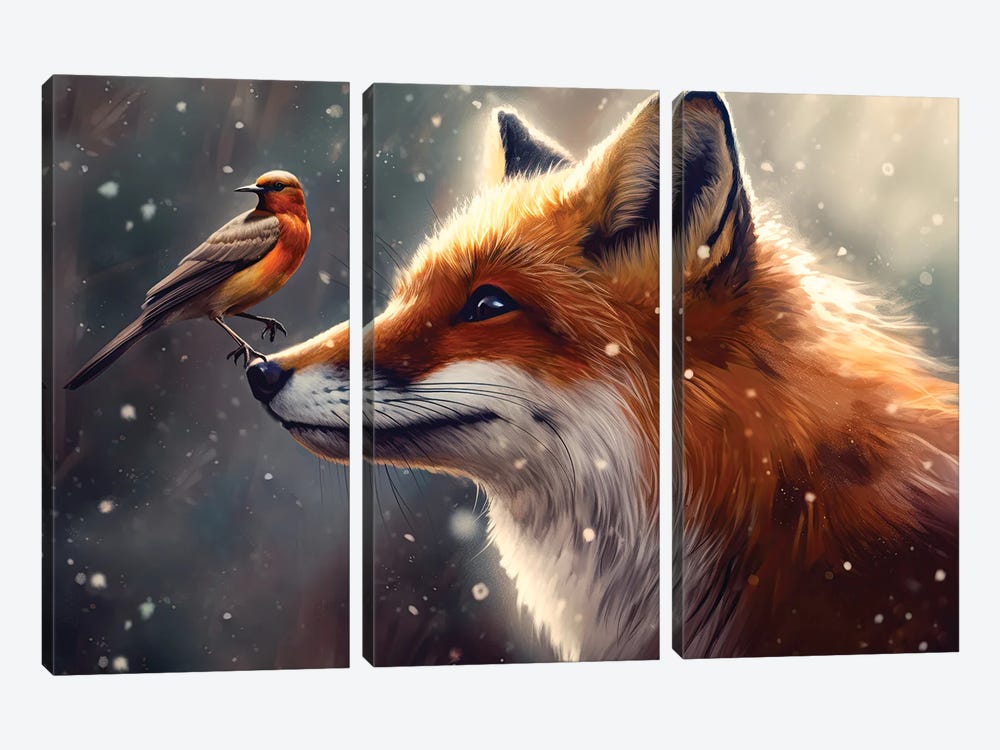 Winter Fox by Claudia McKinney 3-piece Canvas Art