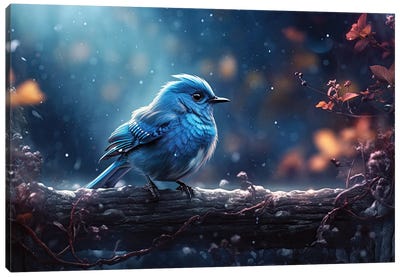 Winter Bluebird Canvas Art Print - Snow Art