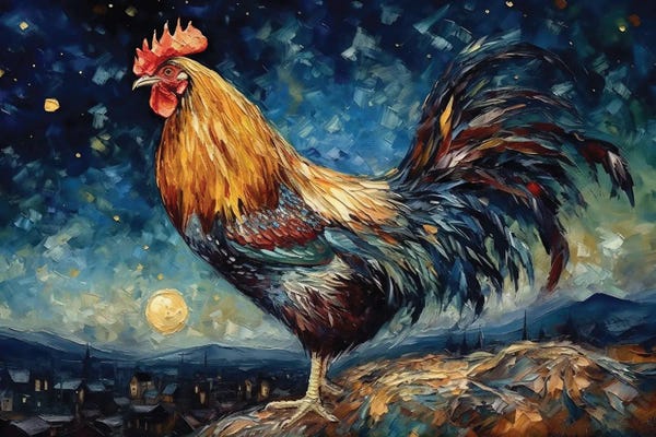 Chickens & Roosters: Starry Night Rooster by Claudia McKinney