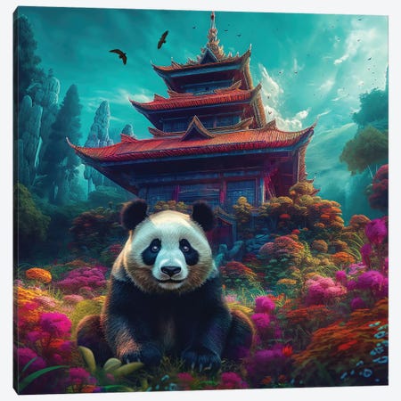 Zen Panda Canvas Print #CMK247} by Claudia McKinney Canvas Art
