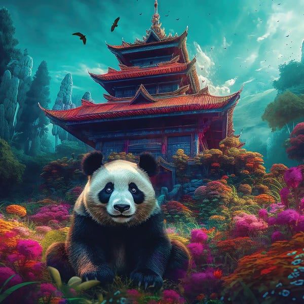 Pagodas: Zen Panda by Claudia McKinney