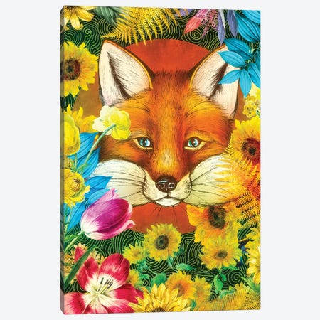 Fox In Floral Canvas Print #CMK24} by Claudia McKinney Canvas Art