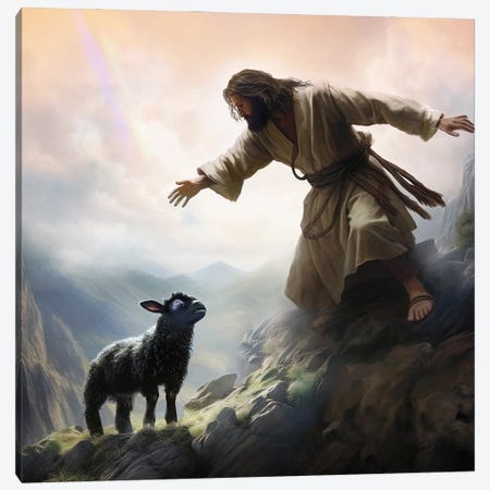 The Good Shepherd Canvas Print #CMK256} by Claudia McKinney Canvas Art Print