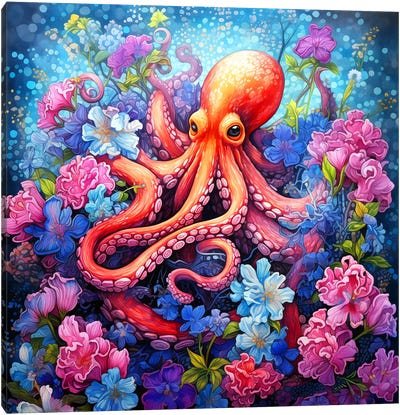 Octopus Garden Canvas Art Print - Sea Life Art