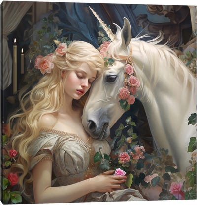 One True Heart Canvas Art Print - Unicorn Art