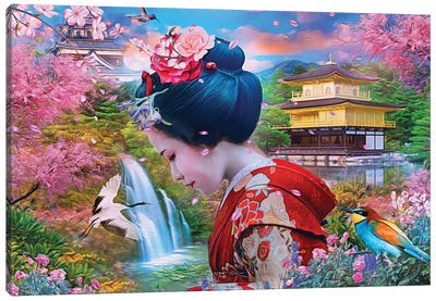 Geisha Garden Canvas Art Print - Asian Culture