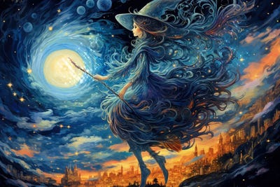 Witch's Night Out by Claudia McKinney framed wall art