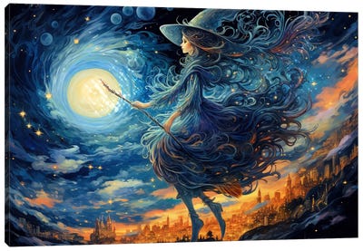 Witch's Night Out Canvas Art Print - Witch Art