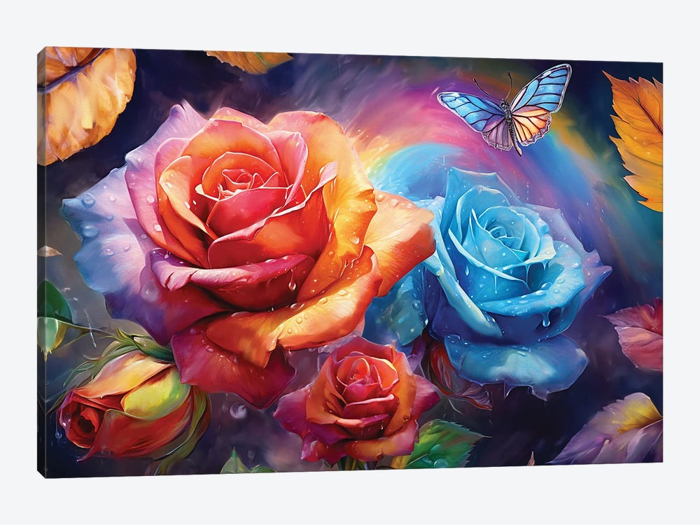 Rainbow Roses by Claudia McKinney 1-piece Canvas Artwork