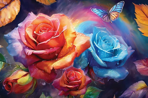 Fine Art Print: Rainbow Roses by Claudia McKinney