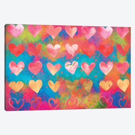 Happy Hearts Canvas Print #CMK32} by Claudia McKinney Canvas Wall Art