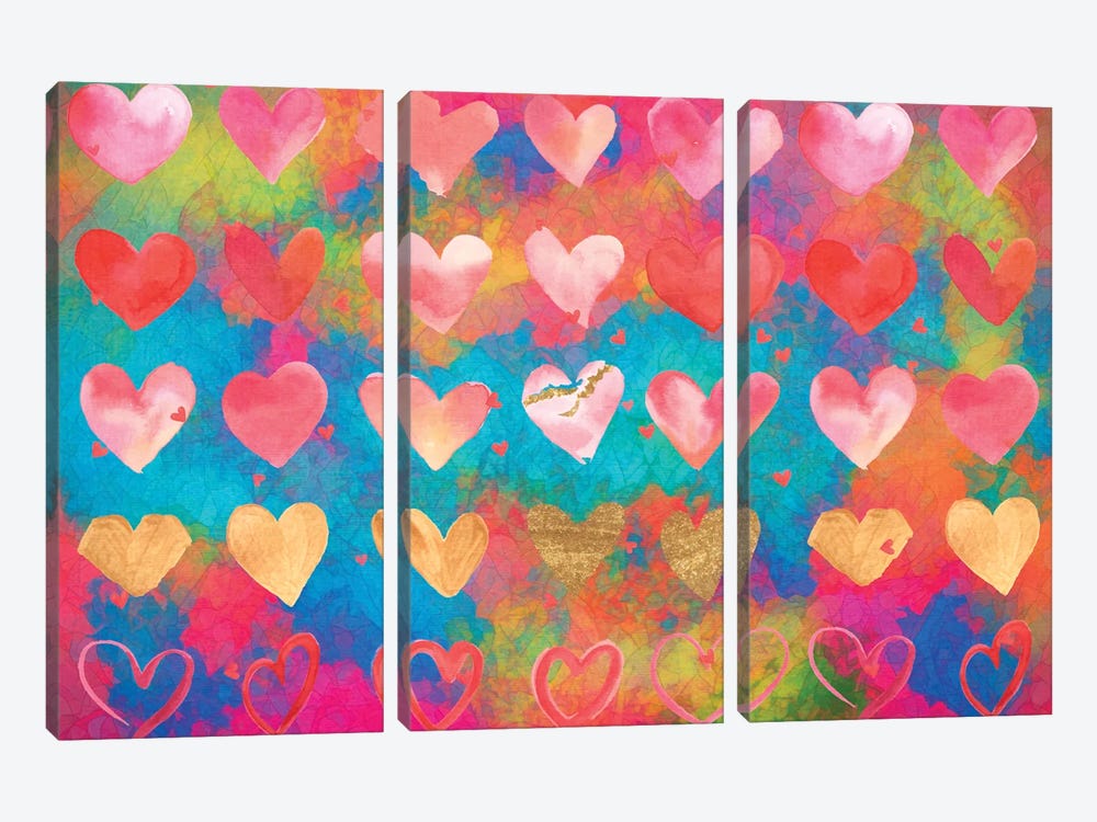 Happy Hearts by Claudia McKinney 3-piece Canvas Wall Art
