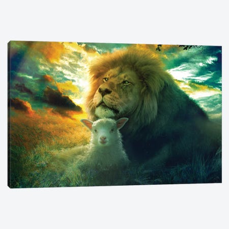 Lion And Lamb Truth And Humility Canvas Print #CMK41} by Claudia McKinney Canvas Art Print