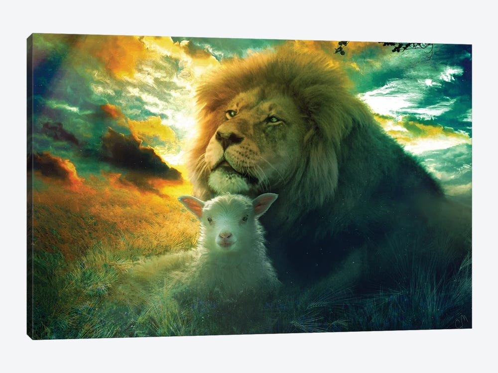 Lion And Lamb Truth And Humility by Claudia McKinney 1-piece Canvas Art
