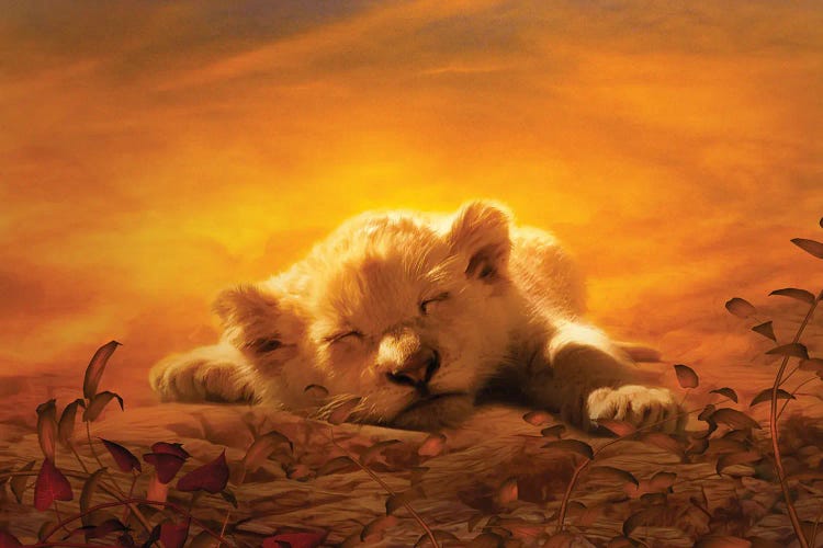 Lion Cub Sleeping by Claudia McKinney wall art