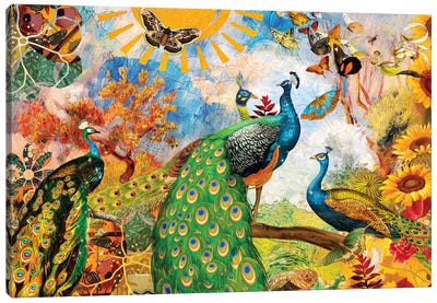 Peacock Garden Canvas Art Print - Claudia McKinney