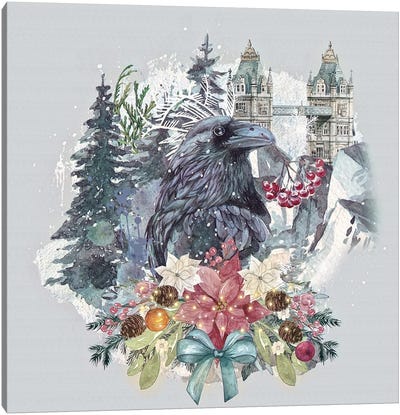 Raven Holiday Canvas Art Print - Raven Art