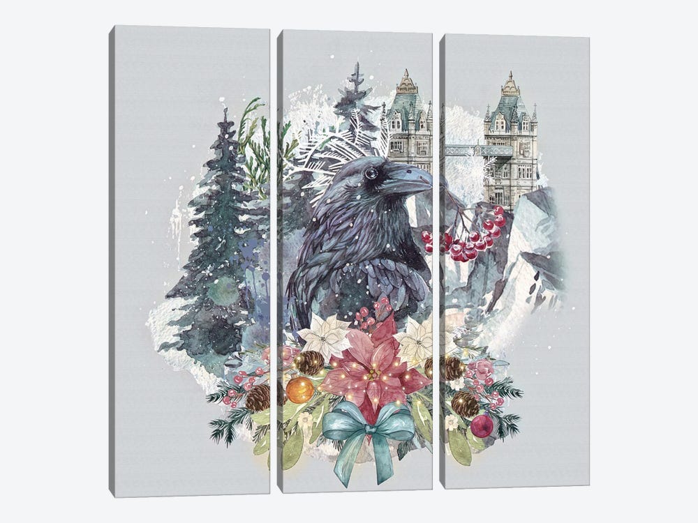Raven Holiday by Claudia McKinney 3-piece Canvas Art
