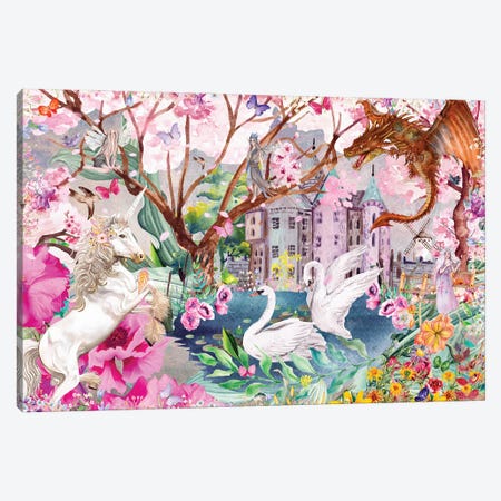 Sakura Swans Canvas Print #CMK65} by Claudia McKinney Canvas Artwork